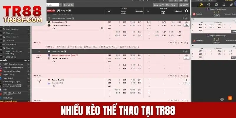 Nhiều kèo thể thao tại TR88